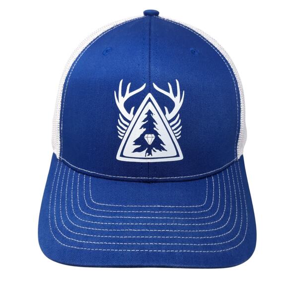 Richardson Snapback Trucker Hat Blue One Size Mesh Back Logo Antler - Picture 1 of 10
